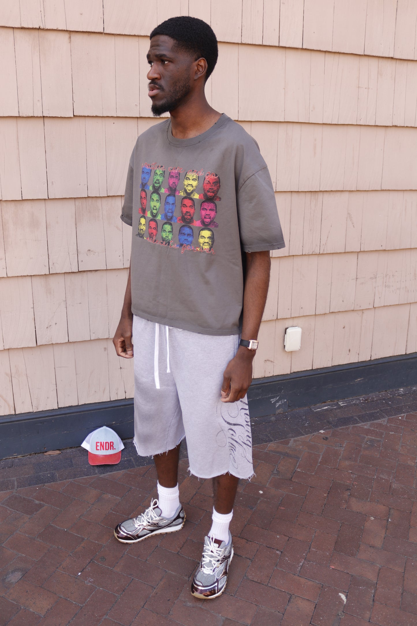 Gray ash wash sweat shorts