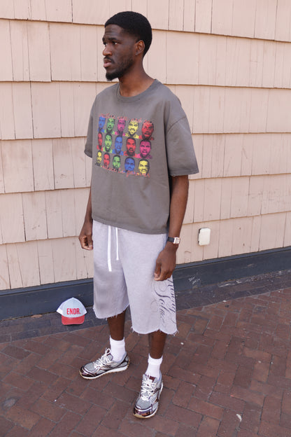 Gray ash wash sweat shorts